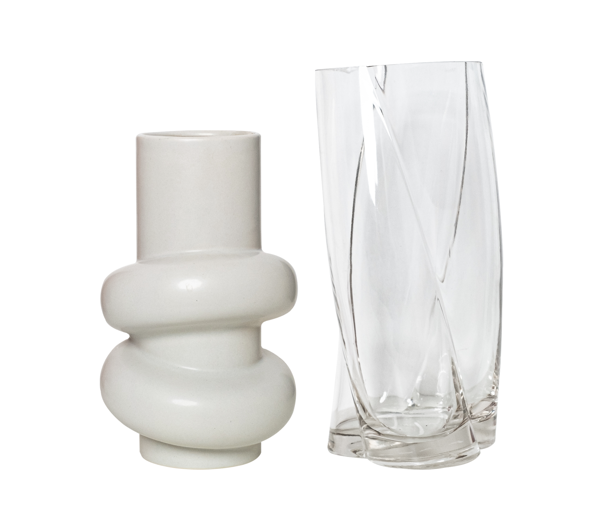 Perfect Pair Set bestehend aus Keramik- und Glas-Vase, von AVA & MAY