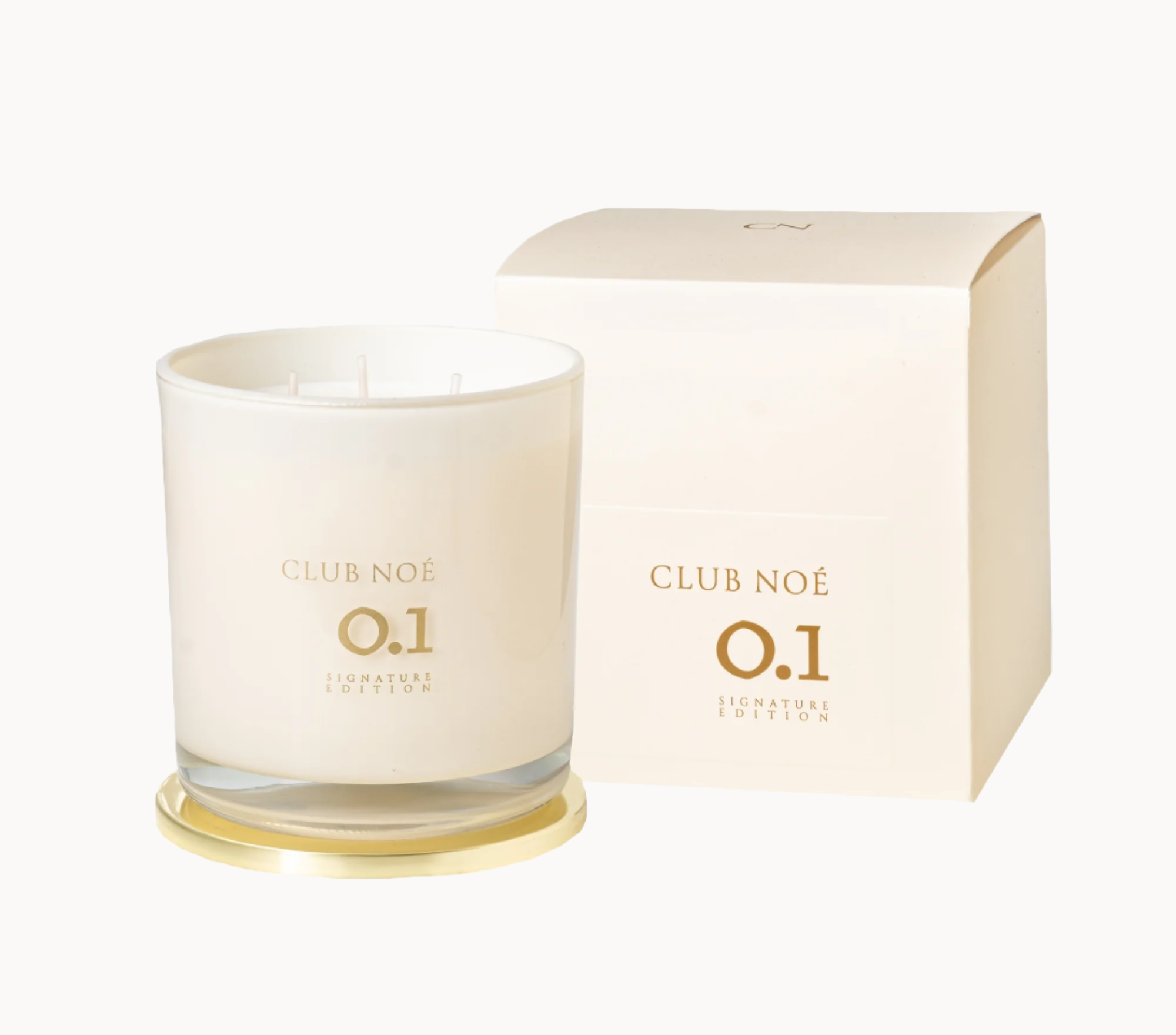 0.1 Signature Edition Duftkerze mit sanftem Jasminduft in weißem Glas, von Club Noe
