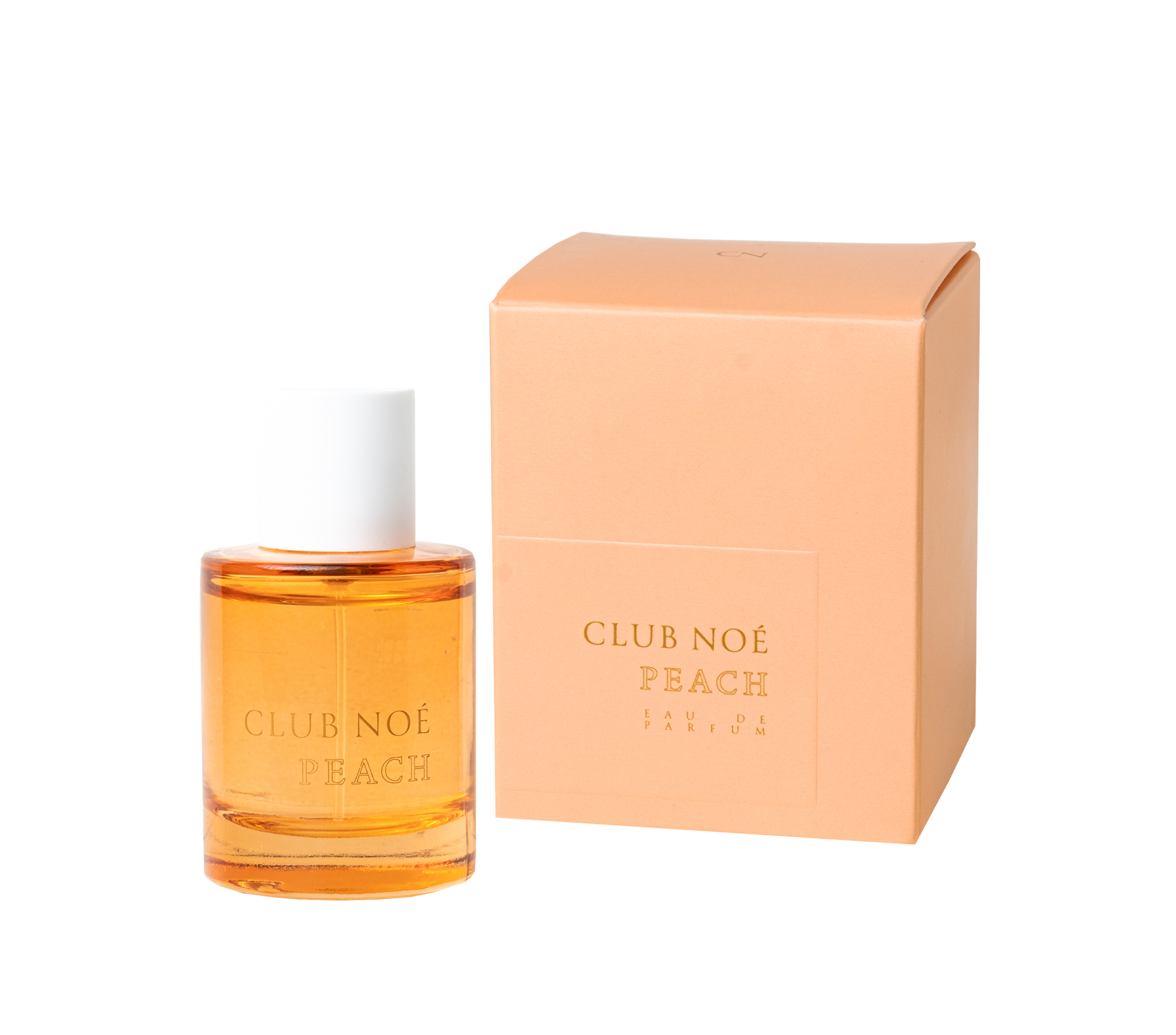 Peach Eau de Parfum mit raffiniertem Duft von roten Beeren in pfirichfarbenem Glas, von Club Noe