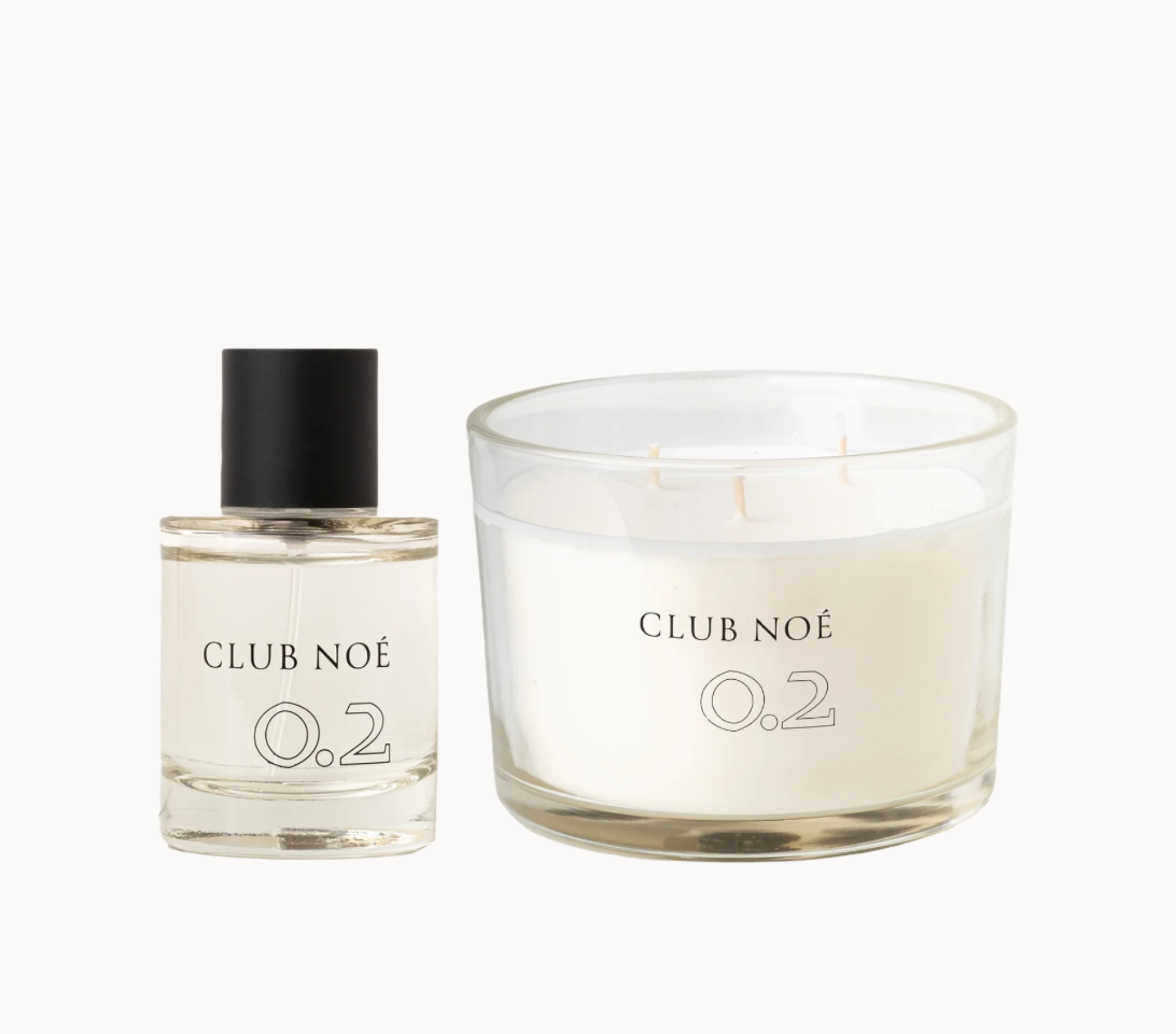 0.2 Soul Set bestehend aus 0.2 Eau de Parfum und 0.2 Duftkerze in durchsichtigem Glas, von Club Noe