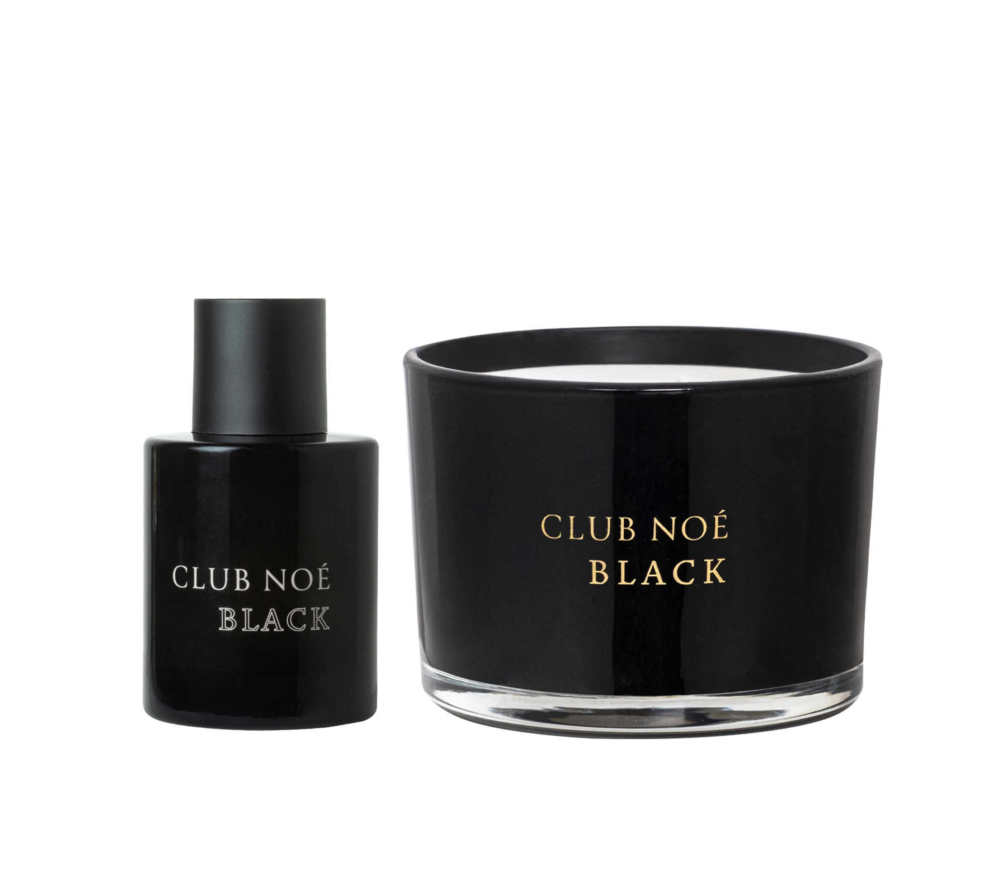 Black Soul Set bestehend aus Parfum und Duftkerze in schwarzem Glas, von Club Noe