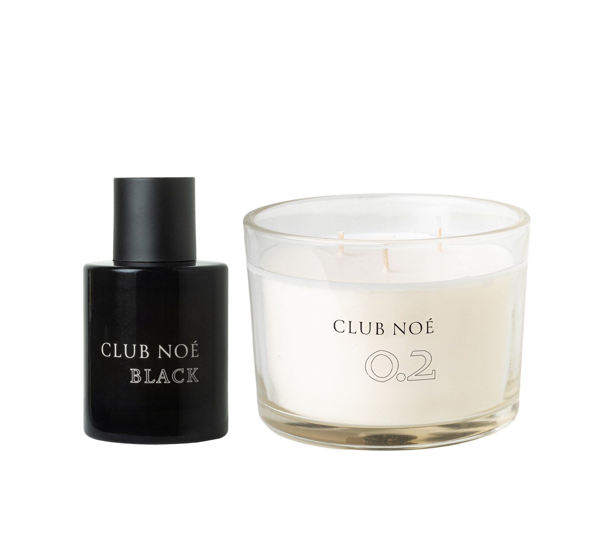 Clean Spirit Set bestehend aus der 0.2 Duftkerze und dem Black Parfum, von Club Noe