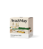 Ava&May Cinnamon Roll Kerze, 220 Gramm, mit einer Illustration der Stadt Stockholm