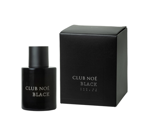 Black Eau de Parfum mit frisch-würzigem Unisex-Duft, in schwarzer Flasche, von Club Noe
