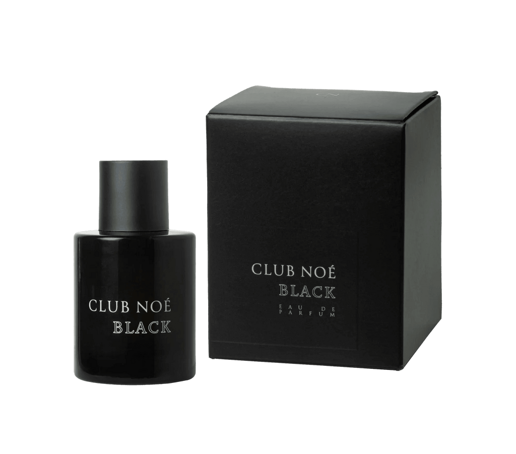 Black Eau de Parfum mit frisch-würzigem Unisex-Duft, in schwarzer Flasche, von Club Noe