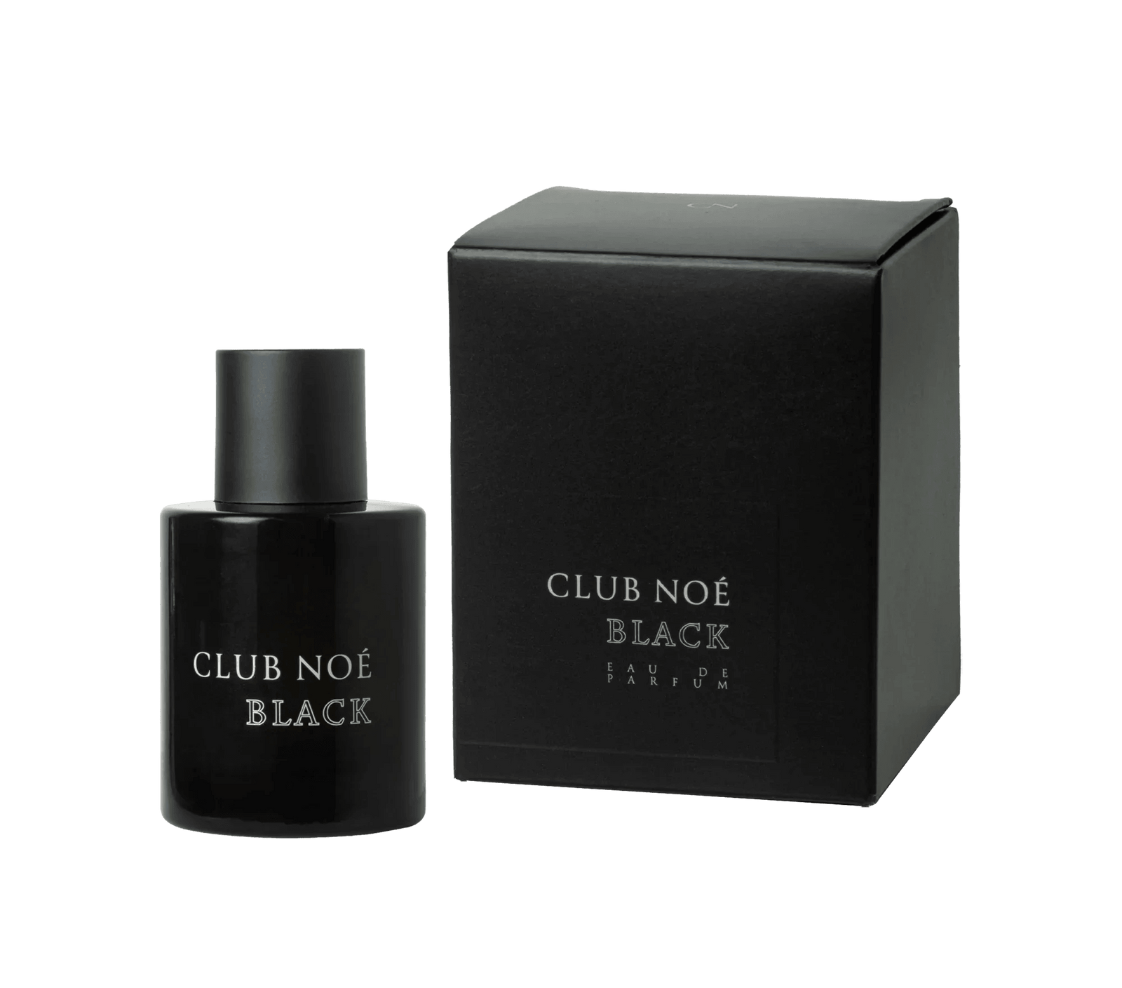 Black Eau de Parfum mit frisch-würzigem Unisex-Duft, in schwarzer Flasche, von Club Noe