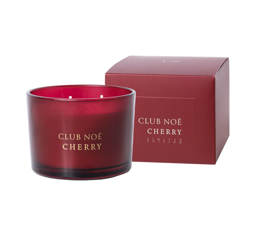 Cherry große Duftkerze mit dem frischen Duft von Kirschen in kirschrotem Glas, von Club Noe