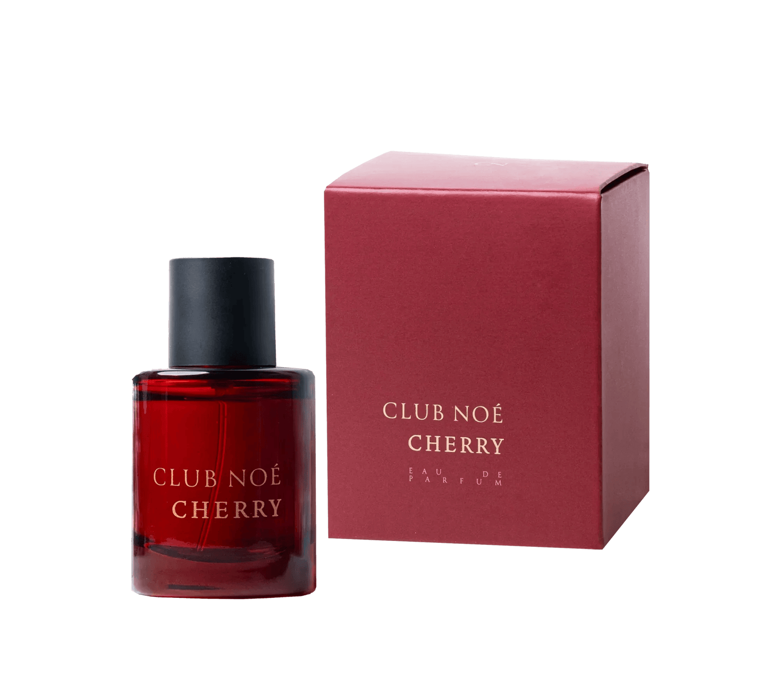 Cherry Eau de Perfum mit dem reichhaltigen Duft von Kirschen im kirschroten Glas, von Club Noe