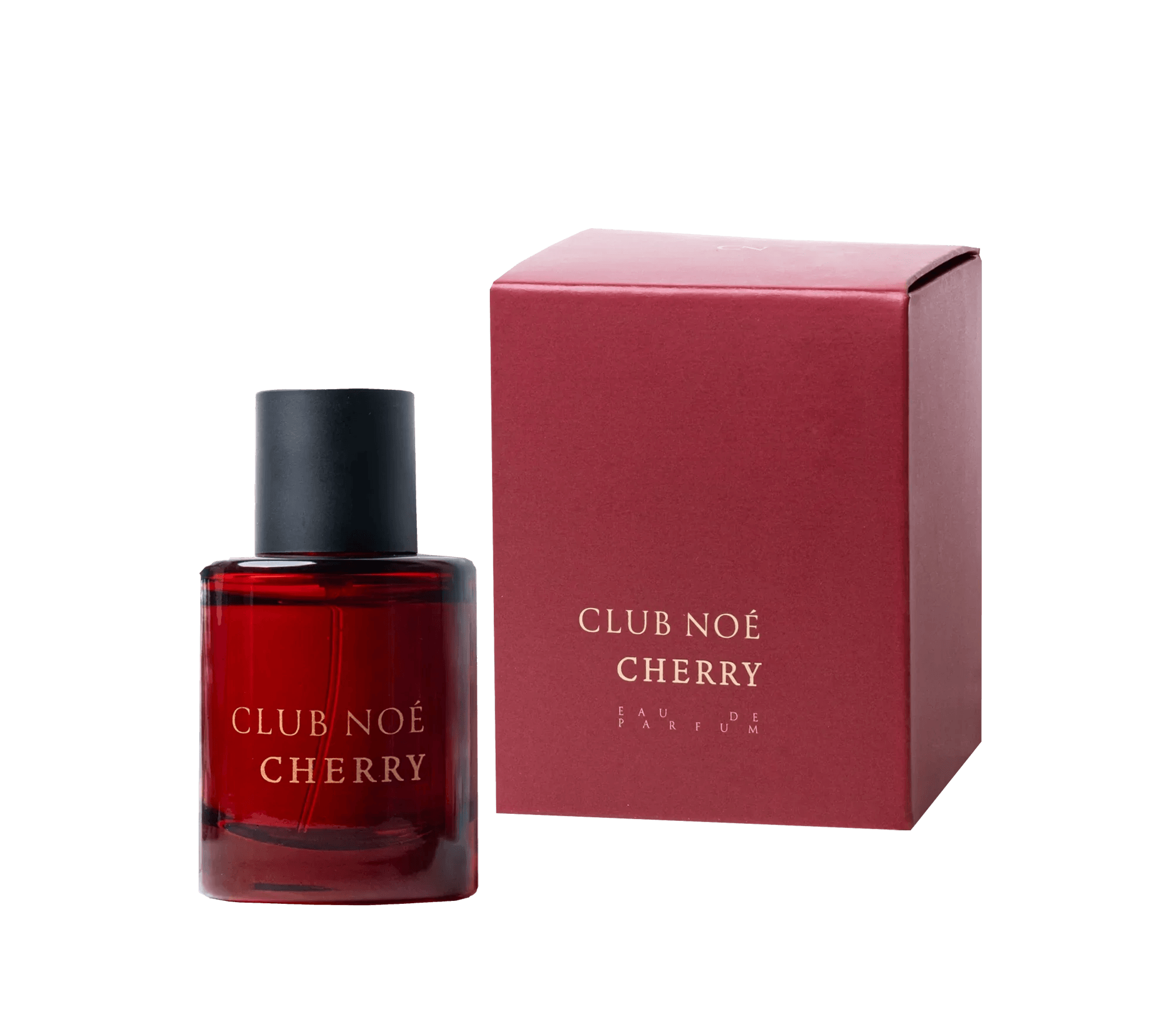 Cherry Eau de Perfum mit dem reichhaltigen Duft von Kirschen im kirschroten Glas, von Club Noe