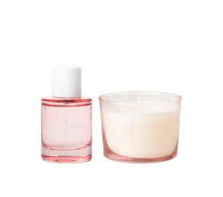 0.3 Soul Set bestehend aus 0.3 Duftkerze und 0.3 Eau de Parfum im rosa Glas, von Club Noe