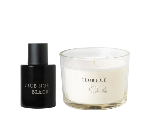 Clean Spirit Set bestehend aus der 0.2 Duftkerze und dem Black Parfum, von Club Noe