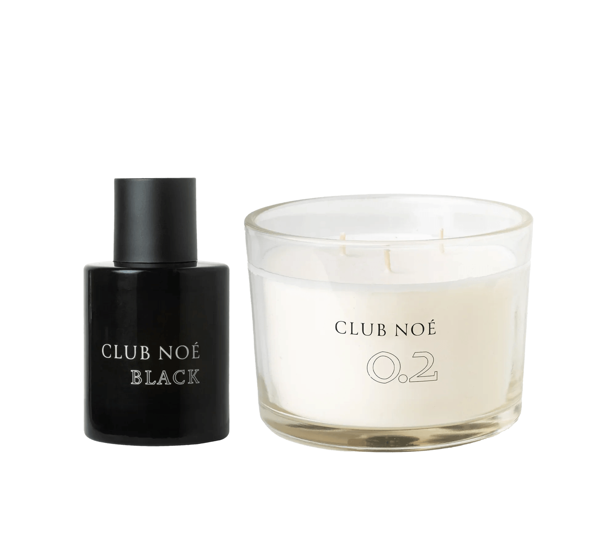 Clean Spirit Set bestehend aus der 0.2 Duftkerze und dem Black Parfum, von Club Noe