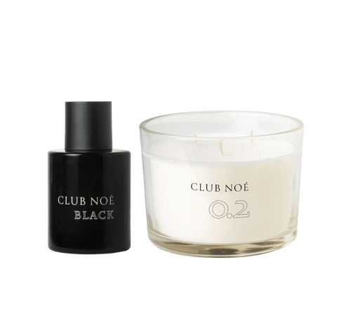 Clean Spirit Set bestehend aus der 0.2 Duftkerze und dem Black Parfum, von Club Noe