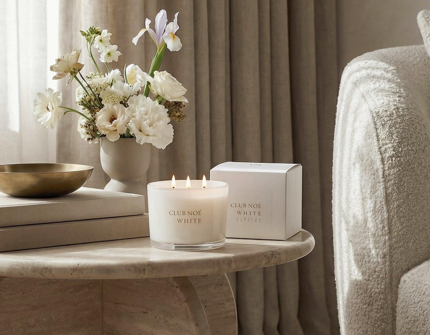 White Große Duftkerze