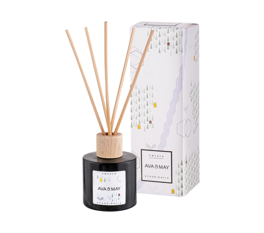Schweden Duftstäbchen mit einer Duftnote von Moschus in dunklem Glas, von AVA & MAY